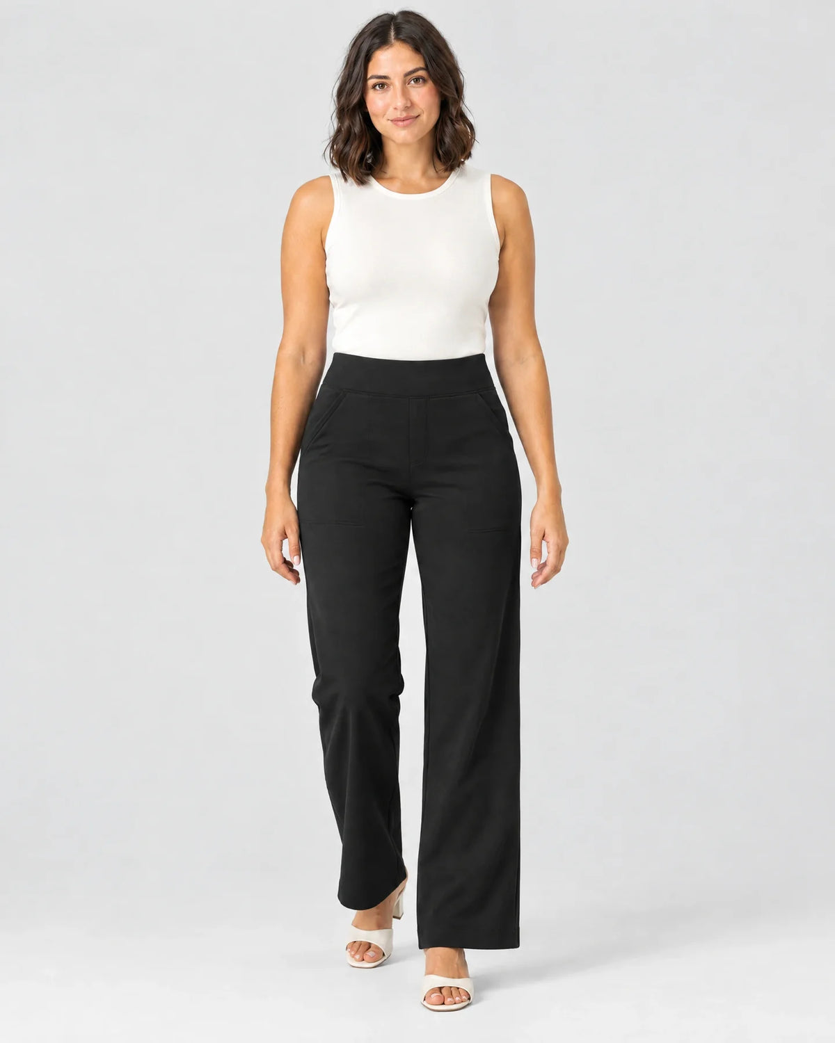 Pantalon Large Femme Taille Haute Droit avec Poches – Pantalon Tailleur Chic et Décontracté | Aviilane