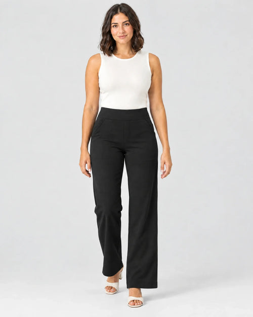 Pantalon Large Femme Taille Haute Droit avec Poches – Pantalon Tailleur Chic et Décontracté | Aviilane
