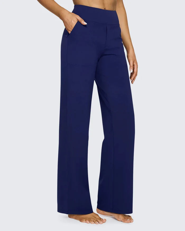 Pantalon Large Femme Taille Haute Droit avec Poches – Pantalon Tailleur Chic et Décontracté | Aviilane