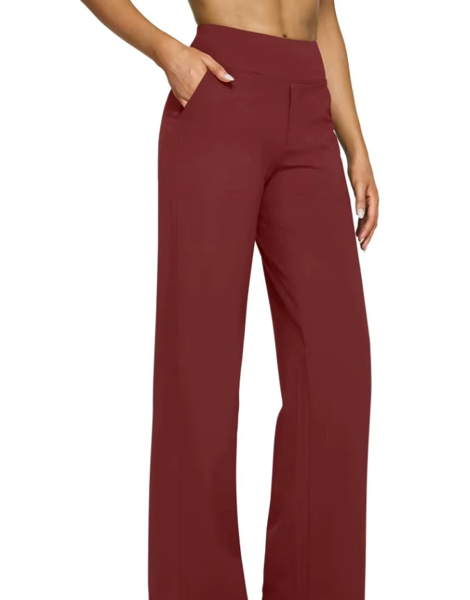 Pantalon Large Femme Taille Haute Droit avec Poches – Pantalon Tailleur Chic et Décontracté | Aviilane