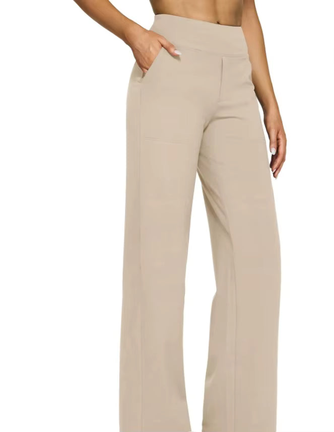 Pantalon Large Femme Taille Haute Droit avec Poches – Pantalon Tailleur Chic et Décontracté | Aviilane