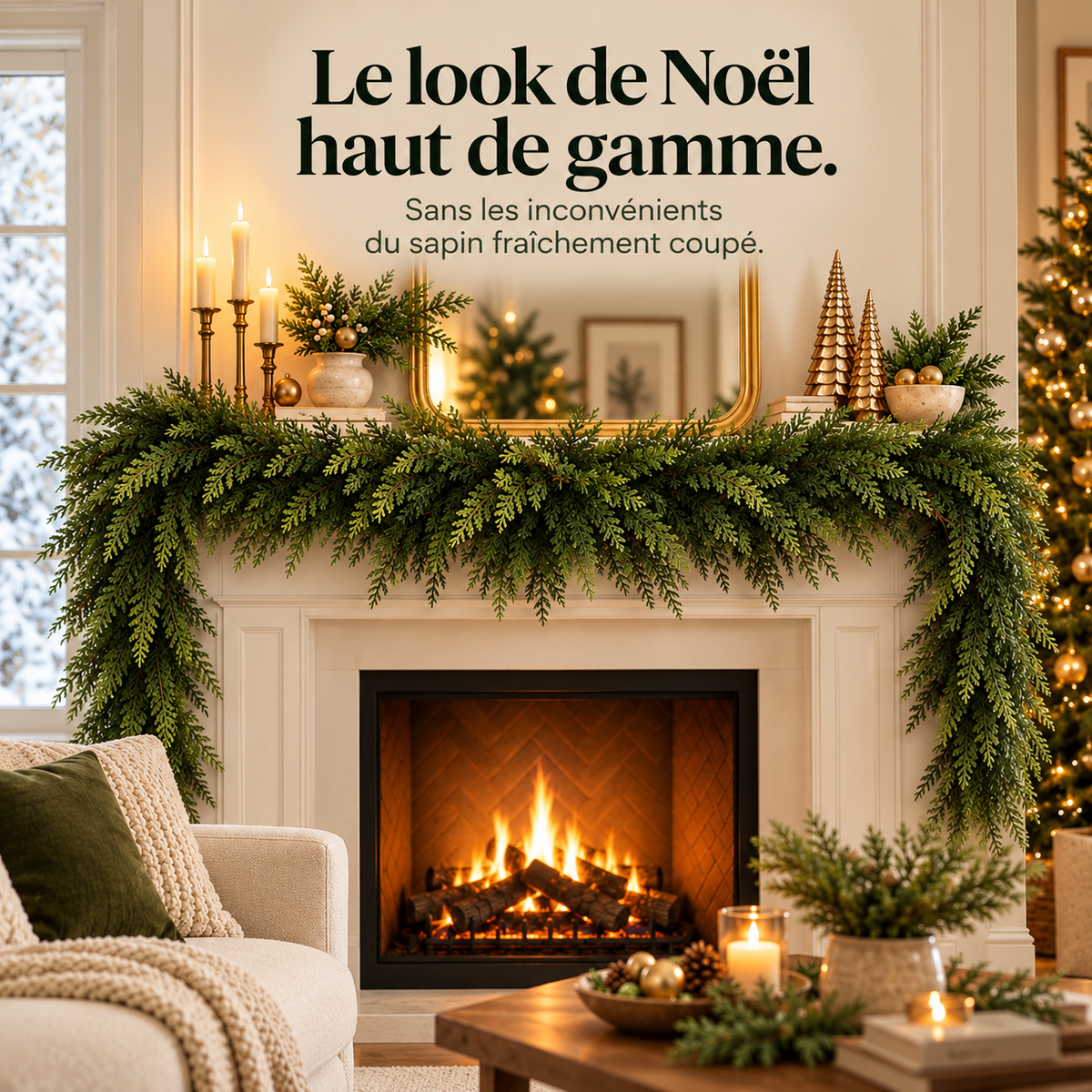 Guirlande de Noël Artificielle Réaliste 2,70 m pour Cheminée et Escalier – Lot de 2, 3 ou 4